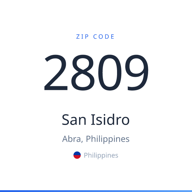 Shareable ZIP code 2809 card for San Isidro, light theme