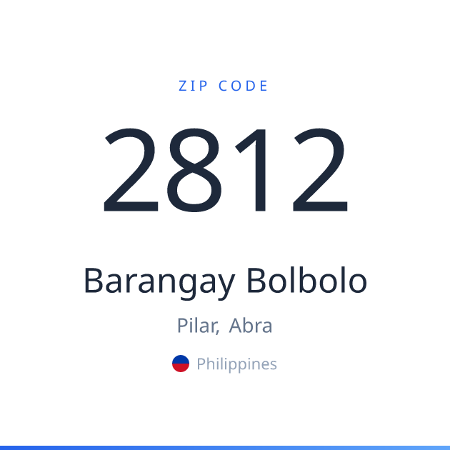 Shareable ZIP code 2812 card for Barangay Bolbolo, light theme
