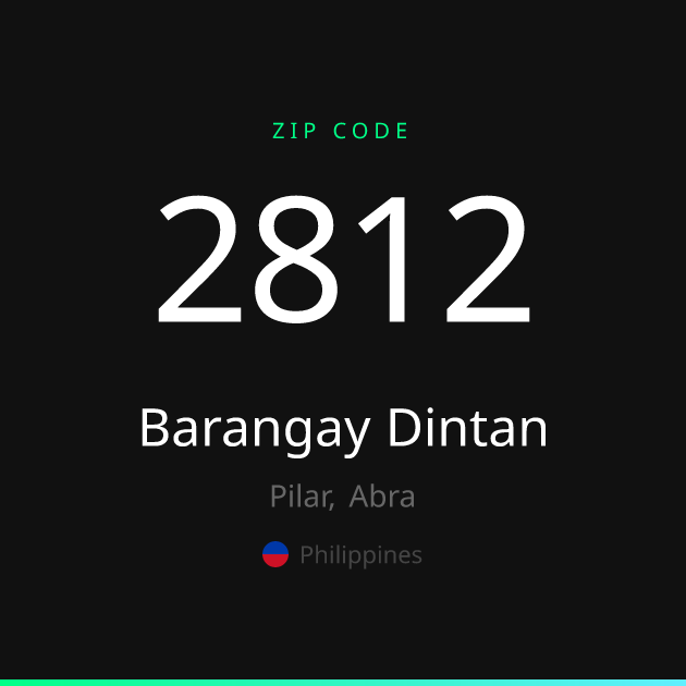 Shareable ZIP code 2812 card for Barangay Dintan, dark theme
