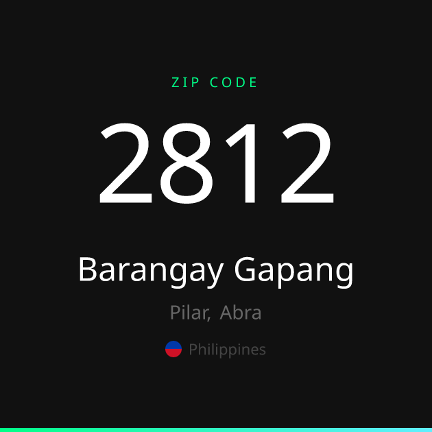 Shareable ZIP code 2812 card for Barangay Gapang, dark theme