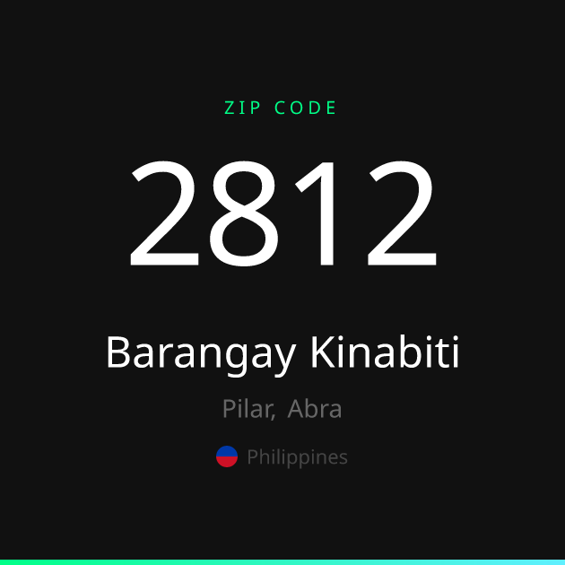 Shareable ZIP code 2812 card for Barangay Kinabiti, dark theme