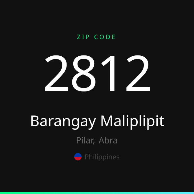 Shareable ZIP code 2812 card for Barangay Maliplipit, dark theme