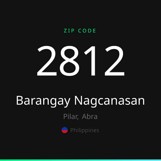 Shareable ZIP code 2812 card for Barangay Nagcanasan, dark theme