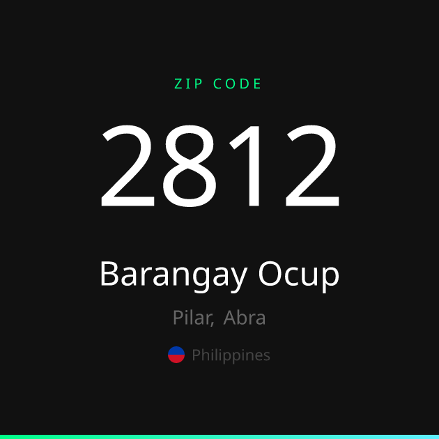 Shareable ZIP code 2812 card for Barangay Ocup, dark theme