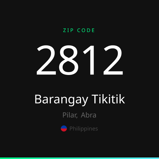Shareable ZIP code 2812 card for Barangay Tikitik, dark theme