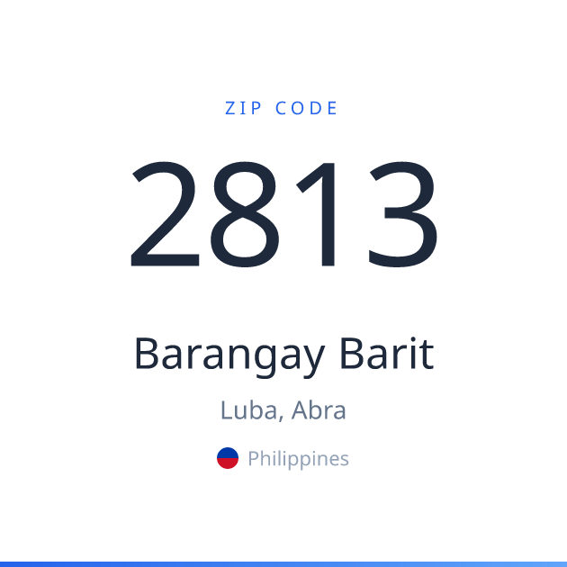 Shareable ZIP code 2813 card for Barangay Barit, light theme