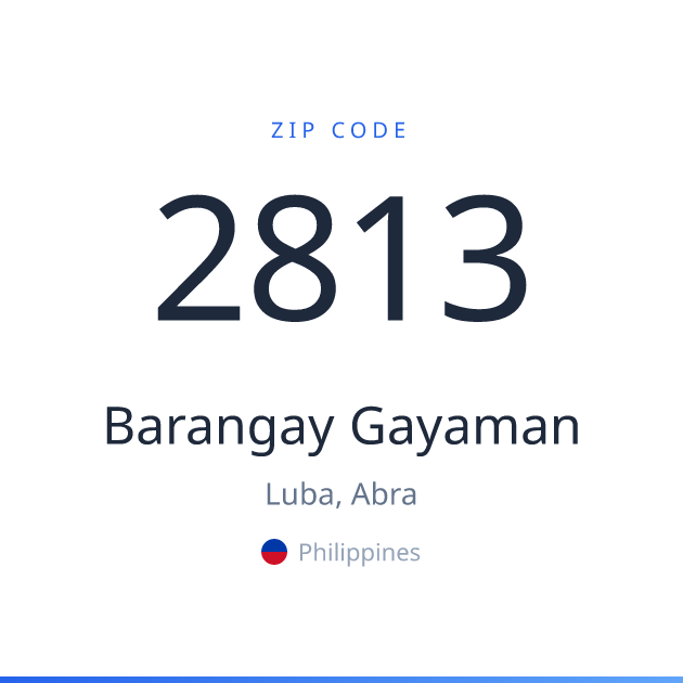 Shareable ZIP code 2813 card for Barangay Gayaman, light theme