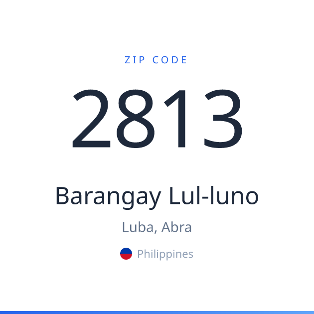Shareable ZIP code 2813 card for Barangay Lul-luno, light theme