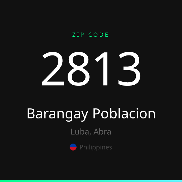 Shareable ZIP code 2813 card for Barangay Poblacion, dark theme