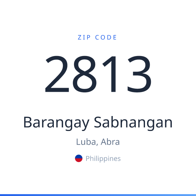 Shareable ZIP code 2813 card for Barangay Sabnangan, light theme