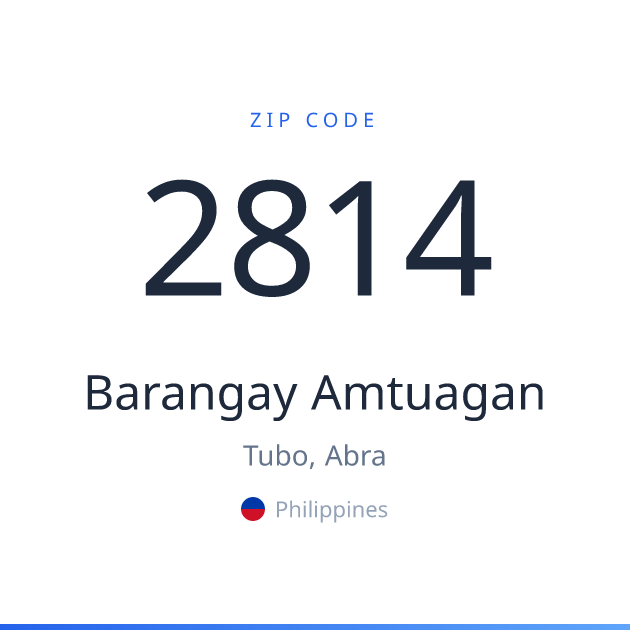 Shareable ZIP code 2814 card for Barangay Amtuagan, light theme