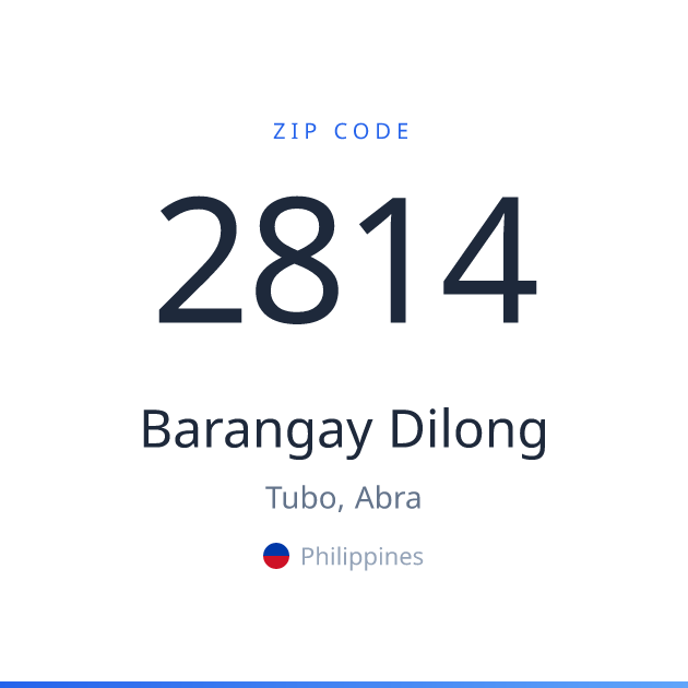 Shareable ZIP code 2814 card for Barangay Dilong, light theme