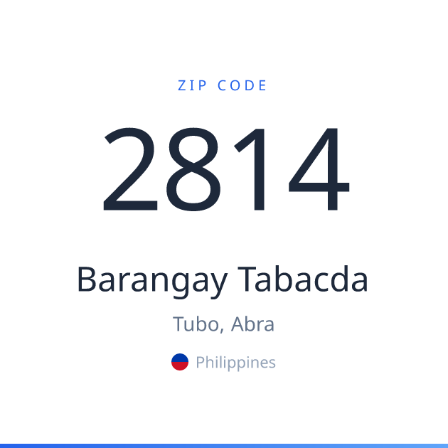 Shareable ZIP code 2814 card for Barangay Tabacda, light theme