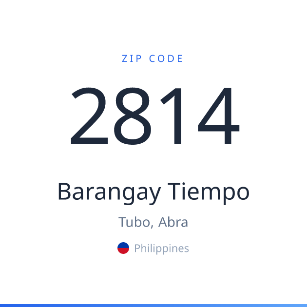 Shareable ZIP code 2814 card for Barangay Tiempo, light theme