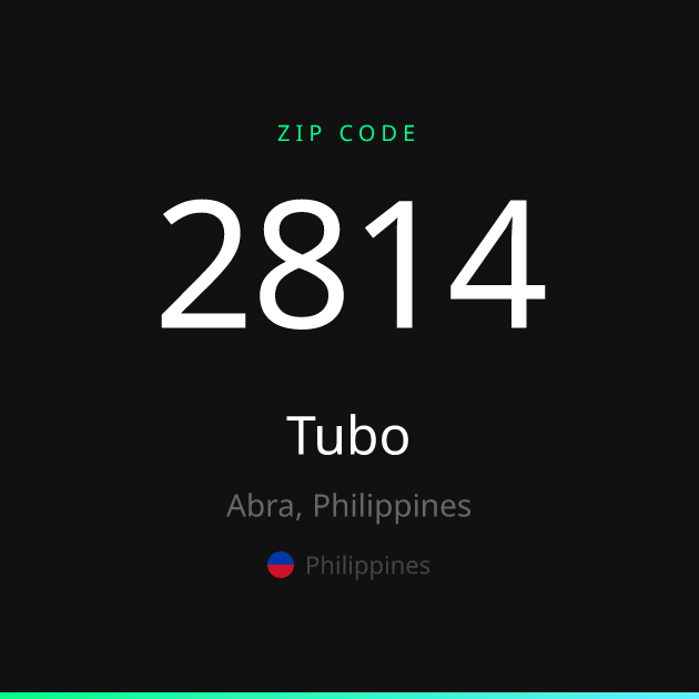 Shareable ZIP code 2814 card for Tubo, dark theme