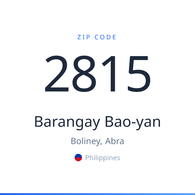 Shareable ZIP code 2815 card for Barangay Bao-yan, light theme