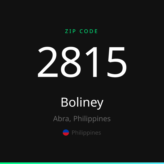 Shareable ZIP code 2815 card for Boliney, dark theme
