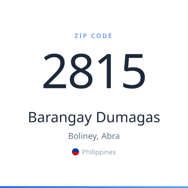 Shareable ZIP code 2815 card for Barangay Dumagas, light theme