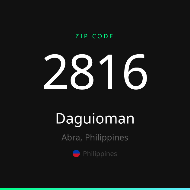Shareable ZIP code 2816 card for Daguioman, dark theme