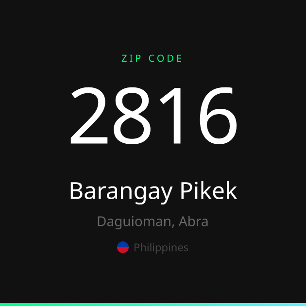 Shareable ZIP code 2816 card for Barangay Pikek, dark theme