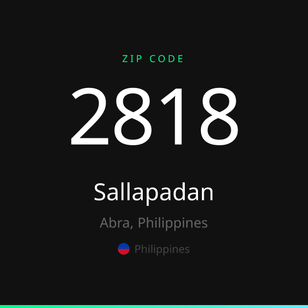 Shareable ZIP code 2818 card for Sallapadan, dark theme