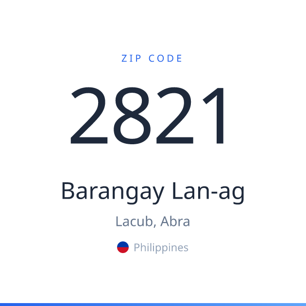 Shareable ZIP code 2821 card for Barangay Lan-ag, light theme