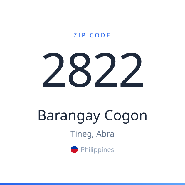 Shareable ZIP code 2822 card for Barangay Cogon, light theme