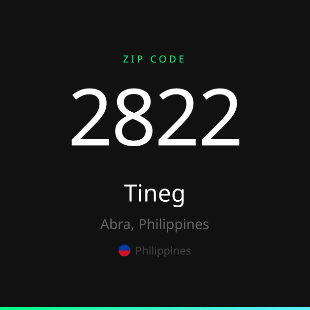 Shareable ZIP code 2822 card for Tineg, dark theme