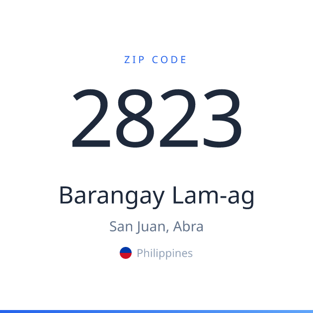 Shareable ZIP code 2823 card for Barangay Lam-ag, light theme