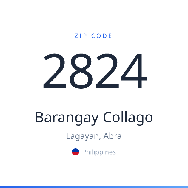 Shareable ZIP code 2824 card for Barangay Collago, light theme