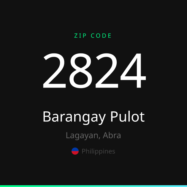 Shareable ZIP code 2824 card for Barangay Pulot, dark theme