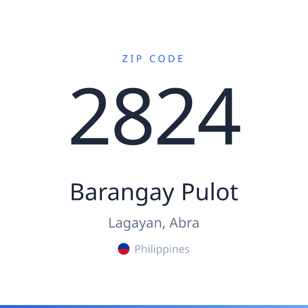 Shareable ZIP code 2824 card for Barangay Pulot, light theme