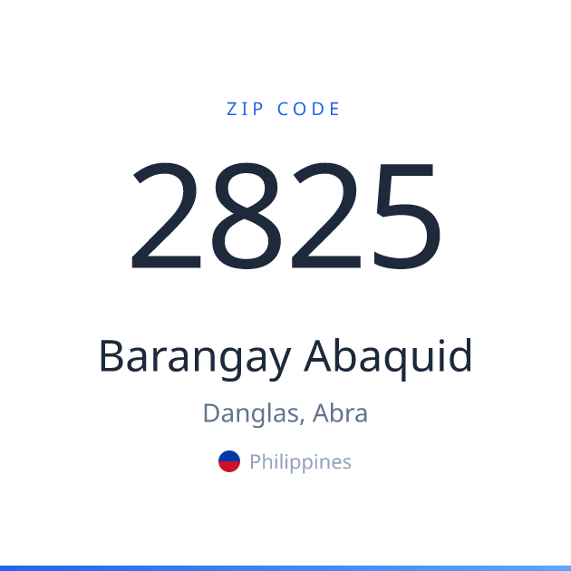 Shareable ZIP code 2825 card for Barangay Abaquid, light theme