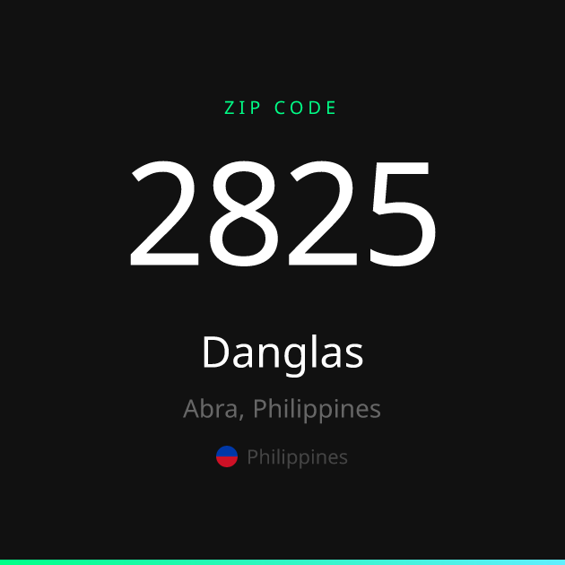 Shareable ZIP code 2825 card for Danglas, dark theme
