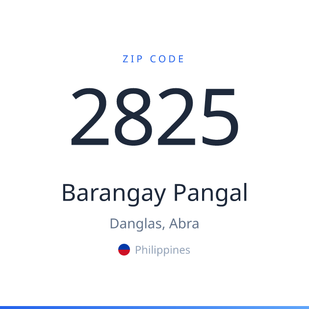 Shareable ZIP code 2825 card for Barangay Pangal, light theme
