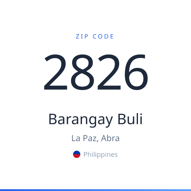 Shareable ZIP code 2826 card for Barangay Buli, light theme
