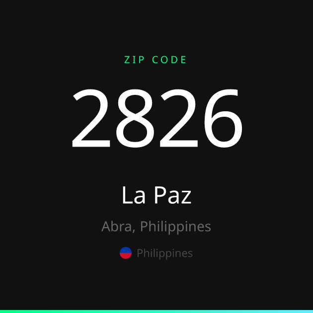 Shareable ZIP code 2826 card for La Paz, dark theme