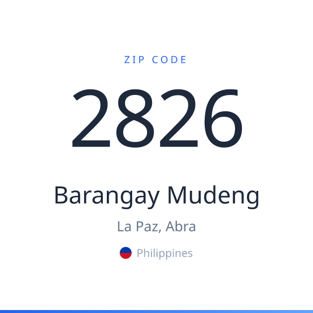 Shareable ZIP code 2826 card for Barangay Mudeng, light theme