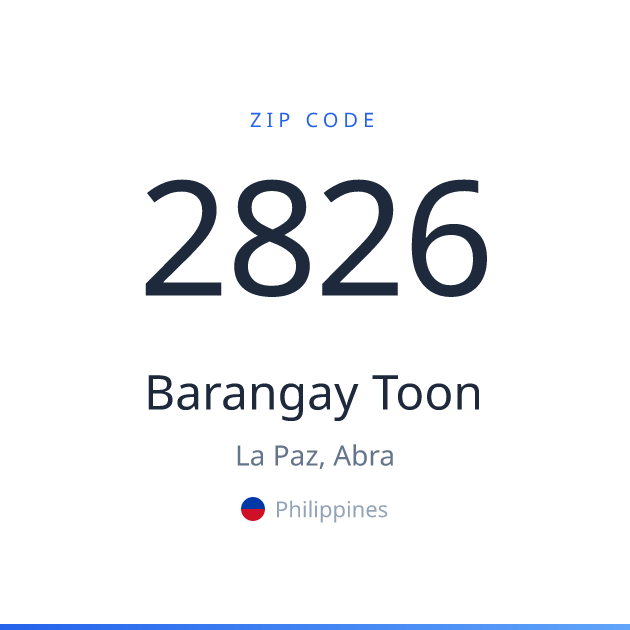 Shareable ZIP code 2826 card for Barangay Toon, light theme