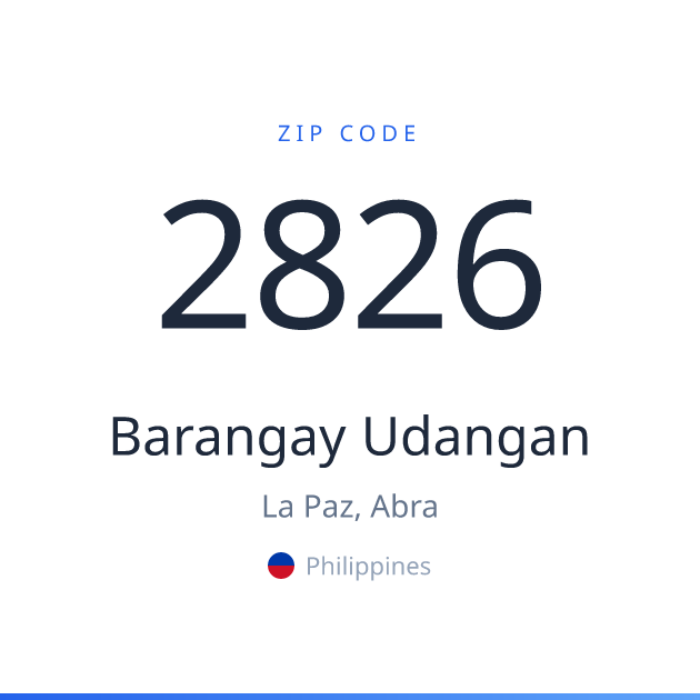 Shareable ZIP code 2826 card for Barangay Udangan, light theme