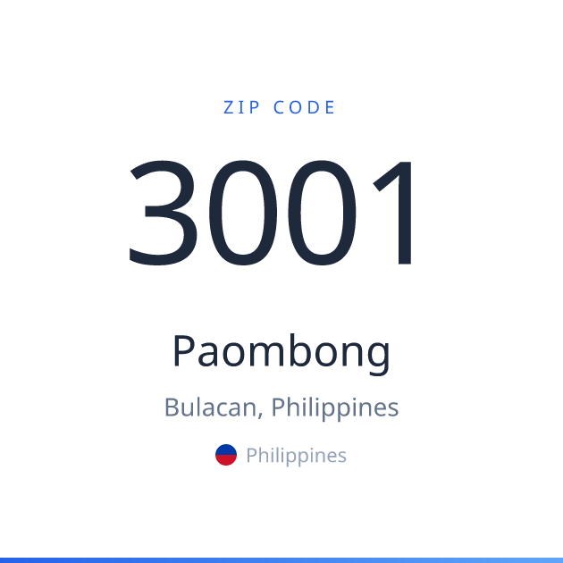 Shareable ZIP code 3001 card for Paombong, light theme