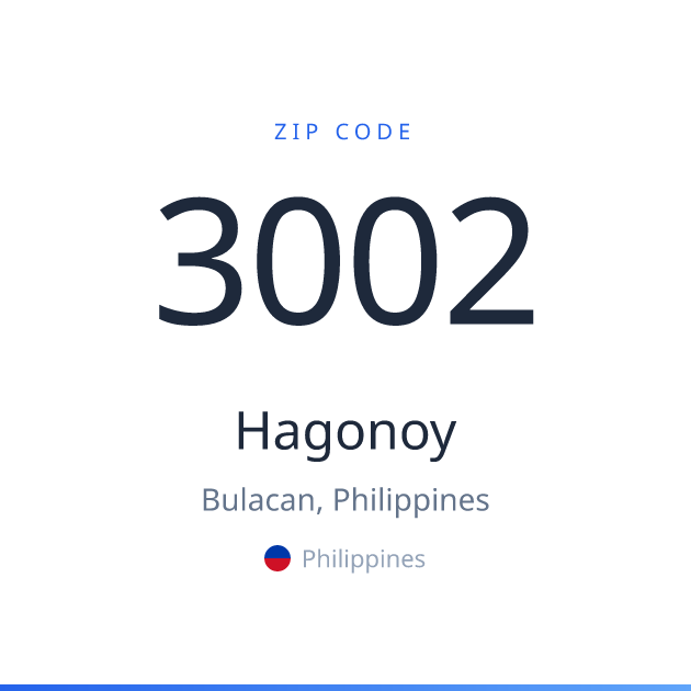 Shareable ZIP code 3002 card for Hagonoy, light theme