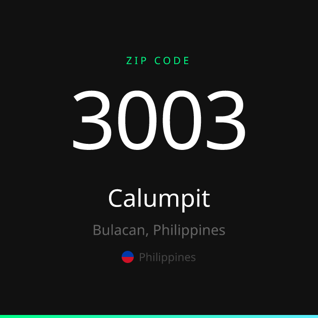 Shareable ZIP code 3003 card for Calumpit, dark theme