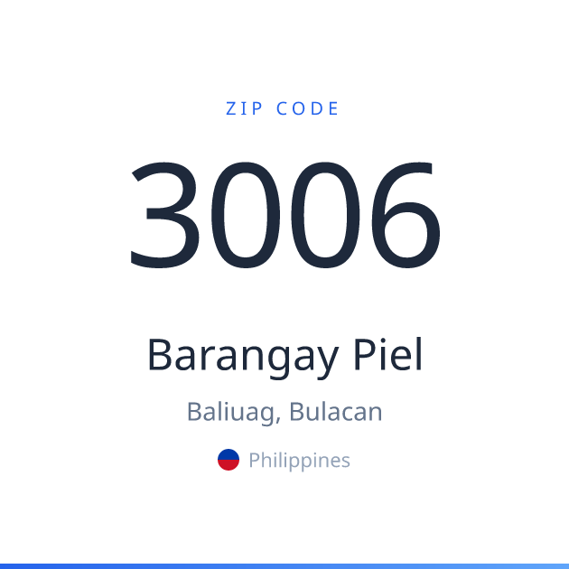 Shareable ZIP code 3006 card for Barangay Piel, light theme