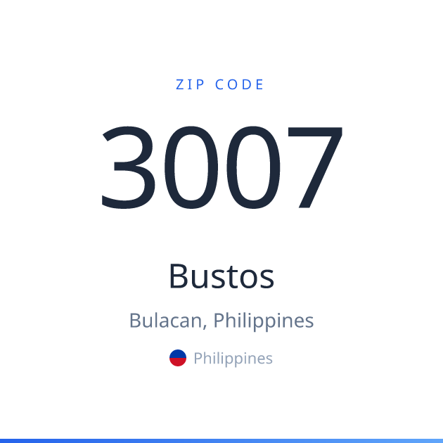 Shareable ZIP code 3007 card for Bustos, light theme