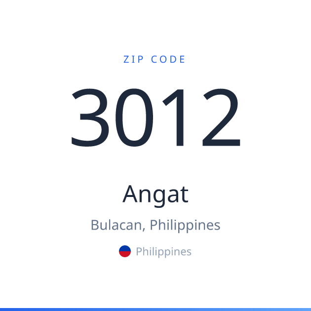Shareable ZIP code 3012 card for Angat, light theme