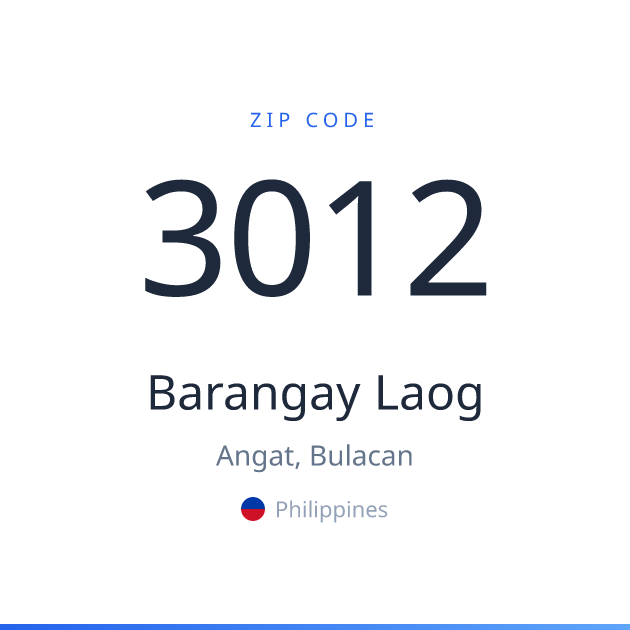 Shareable ZIP code 3012 card for Barangay Laog, light theme