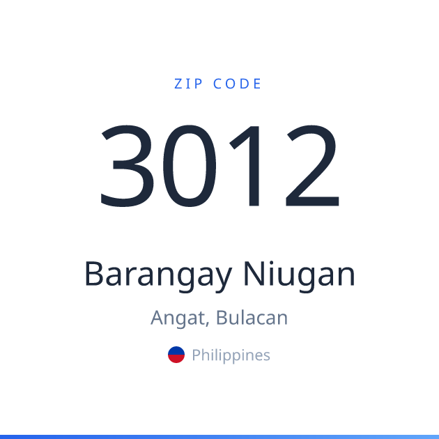 Shareable ZIP code 3012 card for Barangay Niugan, light theme