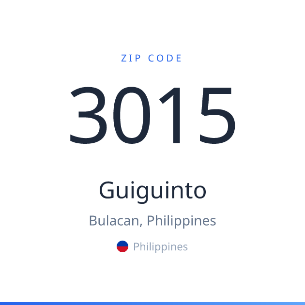 Shareable ZIP code 3015 card for Guiguinto, light theme