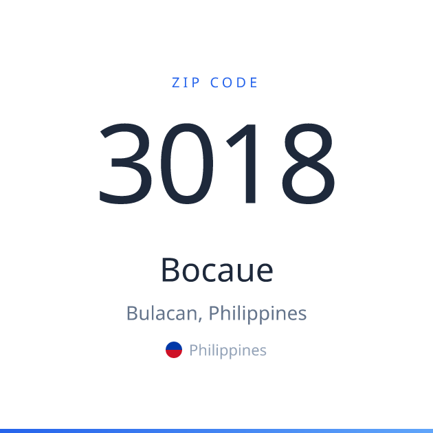 Shareable ZIP code 3018 card for Bocaue, light theme
